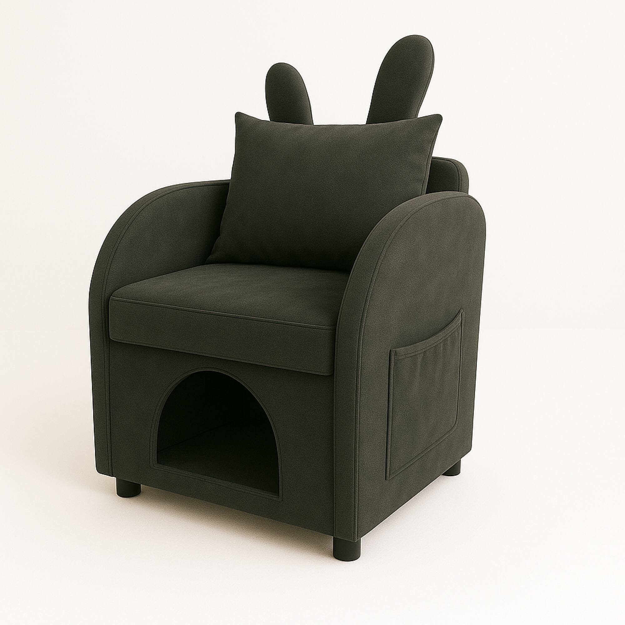 Alt View 9. GOODSILO - Pet-Friendly Bunny-Ear Armchair with Hidden Pet Compartment and Scratch-Resistant Upholstery for Cats and Small Dogs - Dark Gray.