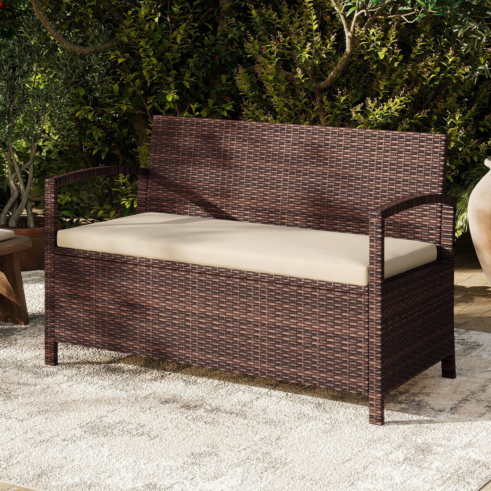 Alt View 4. Costway - Costway 42 Gallon Deck Box with Seating for Garden Tools and Pool Supplies for Front Porch - Beige+Mix Brown.