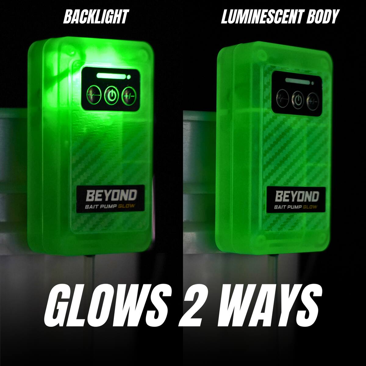 BACKLIGHT  
LUMINESCENT BODY  
BEYOND BAIT PUMP SLOW  
GLOWS 2 WAYS