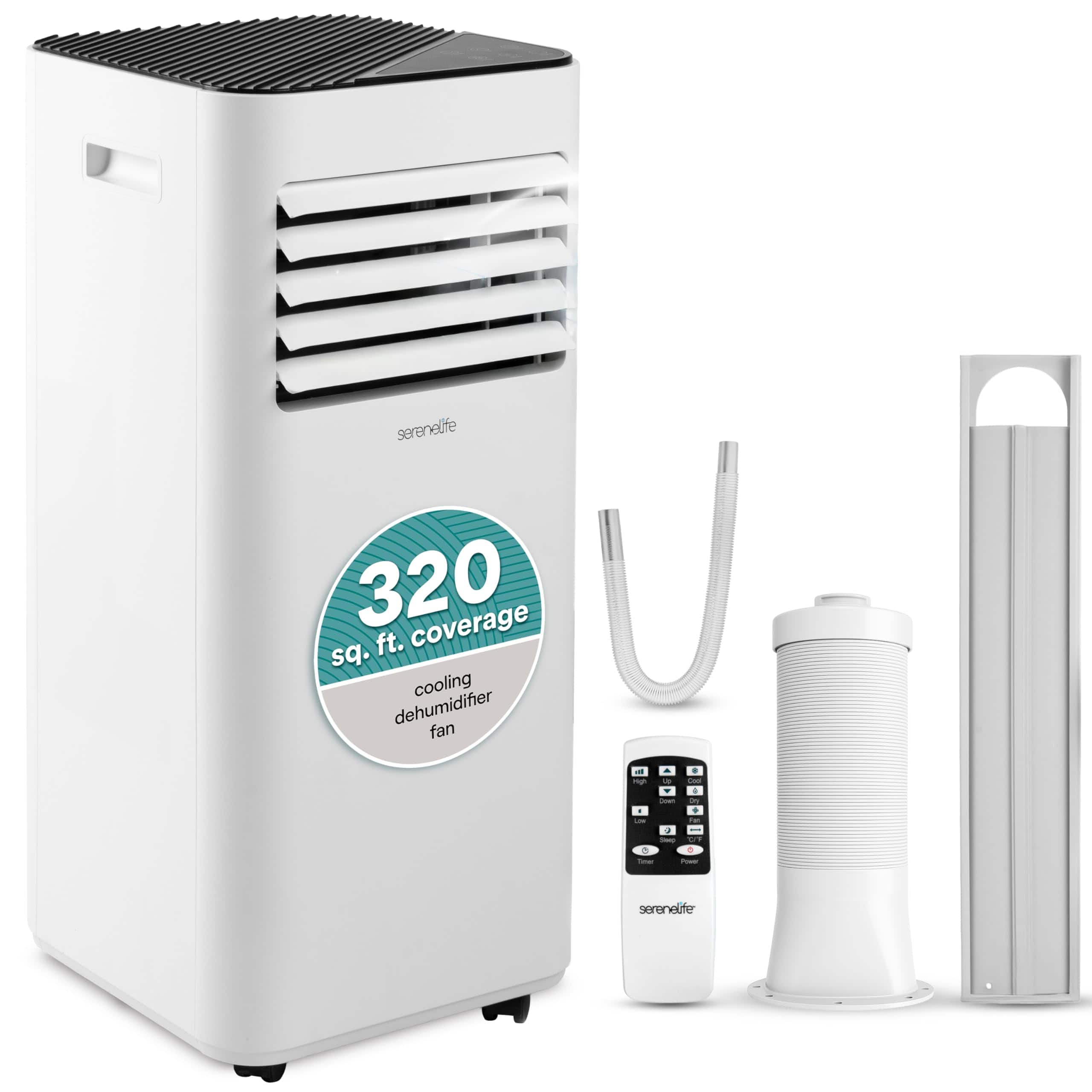 SereneLife - Portable Air Conditioner 10000 BTU, 3-in-1 AC for 320 Sq. Ft. Room, Floor AC with Remote & Window Kit