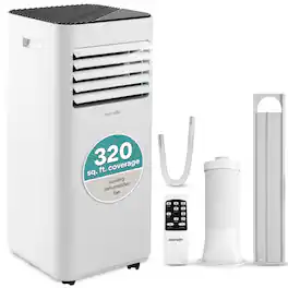 SereneLife - Portable Air Conditioner 10000 BTU, 3-in-1 AC for 320 Sq. Ft. Room, Floor AC with Remote & Window Kit