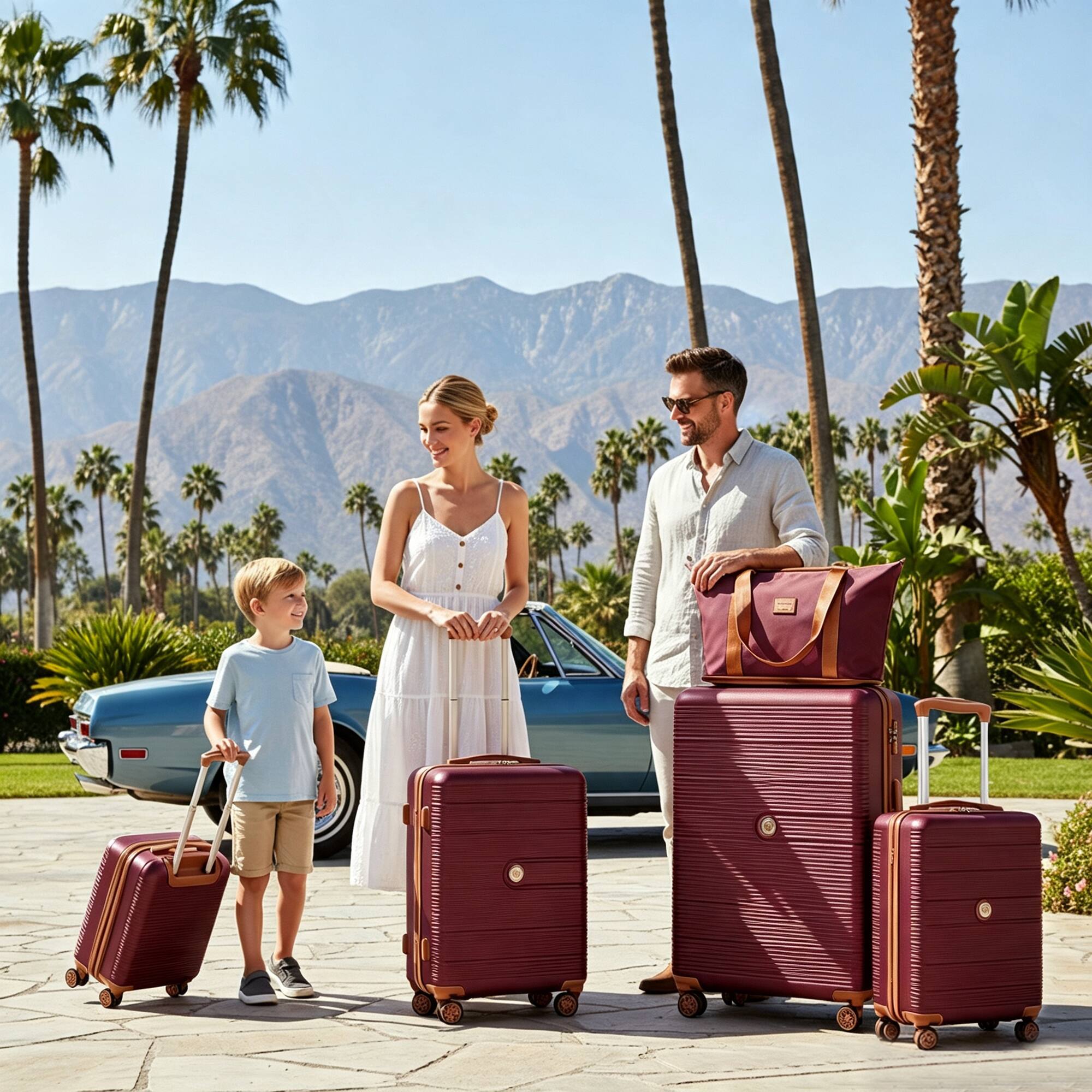 Alt View 1. Travelhouse - 6‑Piece Hardshell Luggage Set, Striped Lightweight Suitcases with TSA Lock, 360°Spinner Wheels, Duffle & Toiletry Bags - Wine Red.