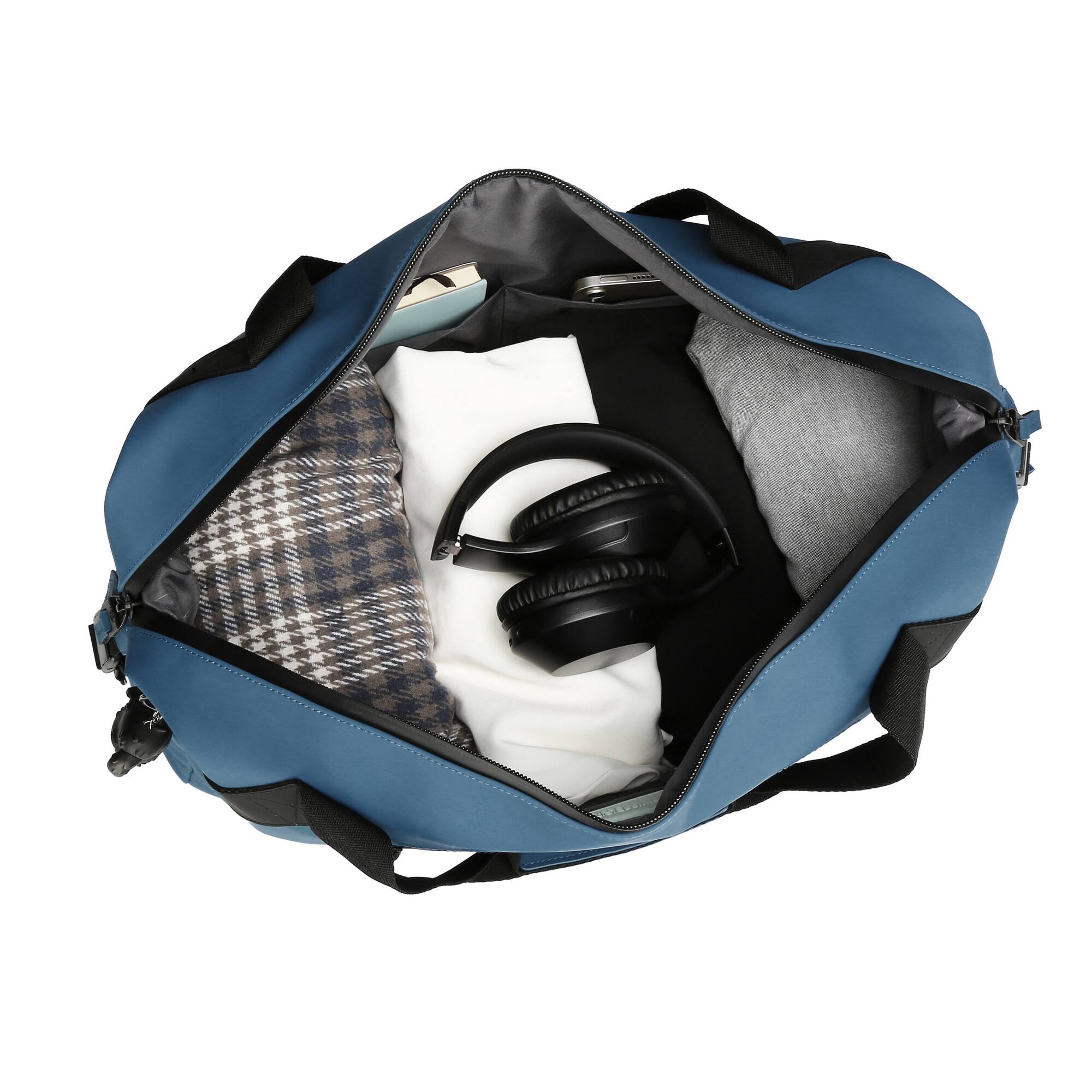 Alt View 2. Swissdigital Design - SwissDigital SD5533-16 Lamone Dark Blue Travel Duffle Bag with RFID Protection - Dark Blue.