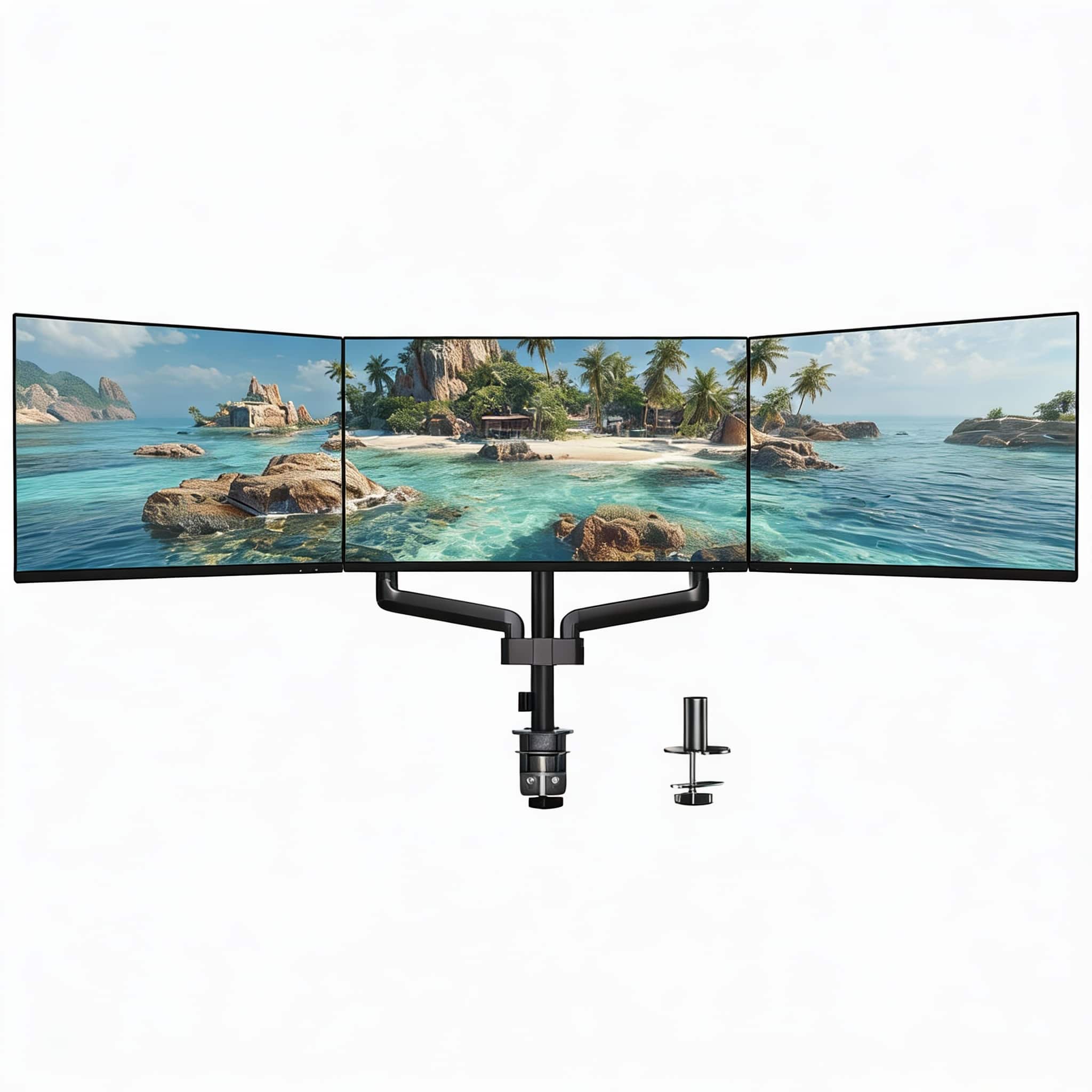 Frangdom - Gas Spring Adjustable Computer Monitor Stand - Black XL-Standard Triple Arms 20x14 inch