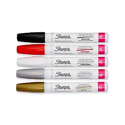 Sharpie Rouge Sharpie Oil Based Paint Markers, Medium Tip, Assorted, 5/Pack Assorted ...
