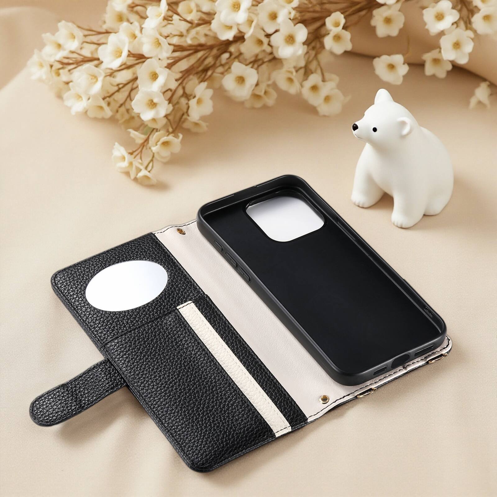 Alt View 3. Dteck - Wallet Case for Samsung Galaxy S26+ with Crossbody Strap and Wristlet, PU Leather Zipper Purse Kickstand Cover - Black.