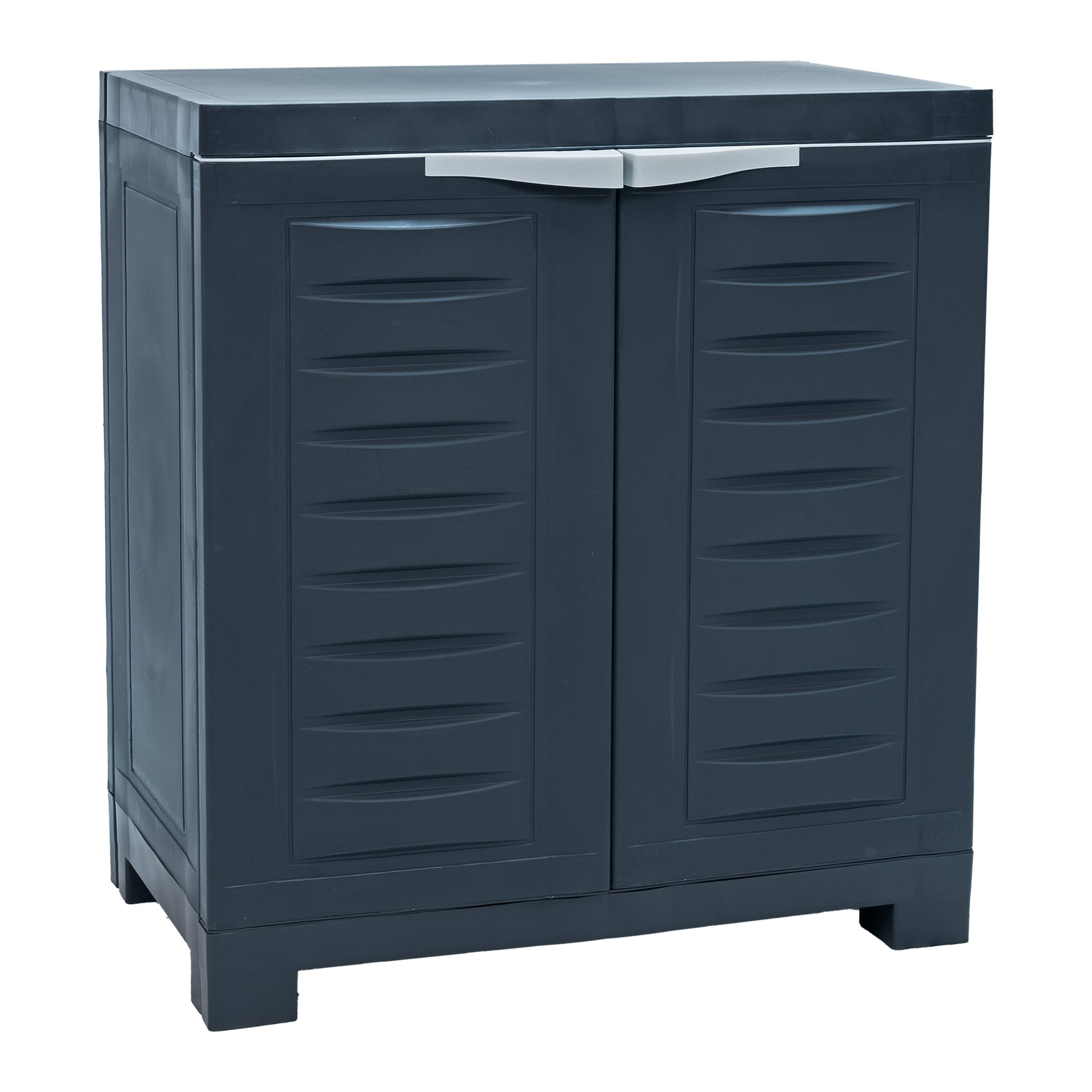 Sunnydaze - Heavy-Duty Plastic Storage Cabinet with Adjustable Shelf - Charcoal