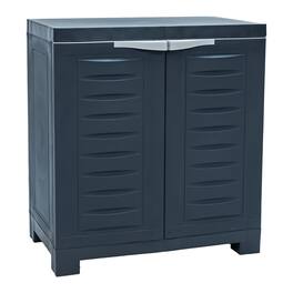 Sunnydaze - Heavy-Duty Plastic Storage Cabinet with Adjustable Shelf - Charcoal