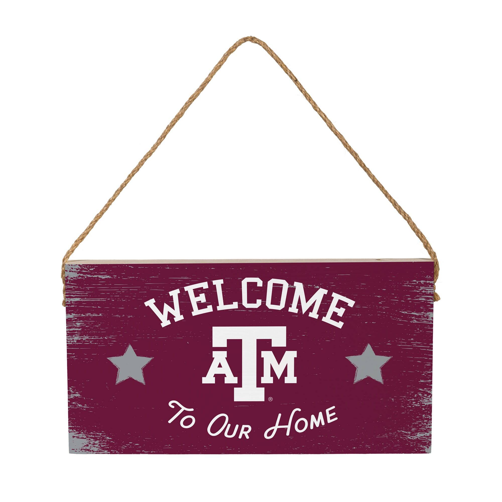 Texas A&M Aggies 6" x 11" Welcome Home Wood Wall Sign with Rope Hanger