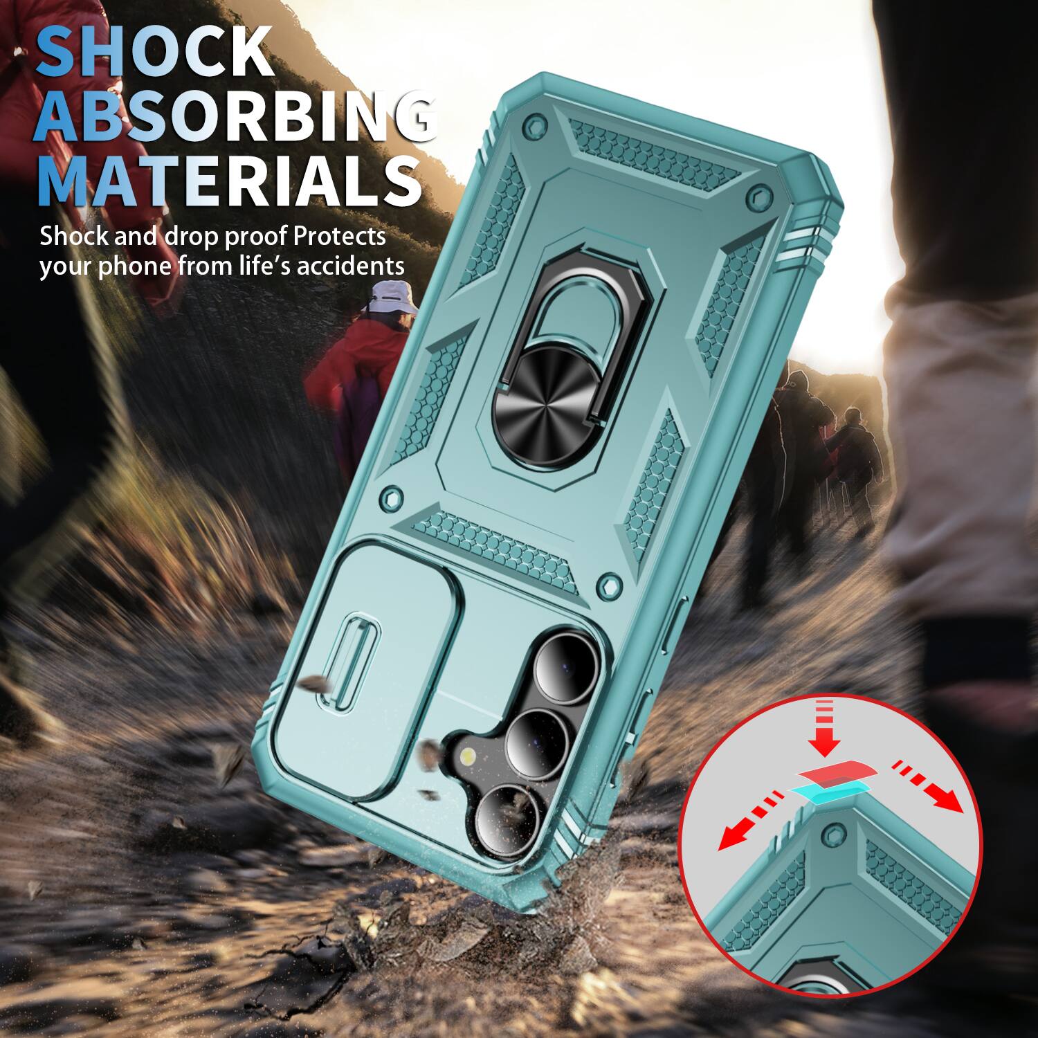 SHOCK ABSORBING MATERIALS  
Shock and drop proof  
Protects your phone from life's accidents