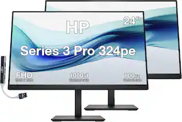 HP - Series 3 Pro 324pe 24" FHD IPS Monitor, 5ms Response Time, Anti-Glare, HDMI & DKZ Hub (B1GM5AA#ABA) 2 Pack - Black