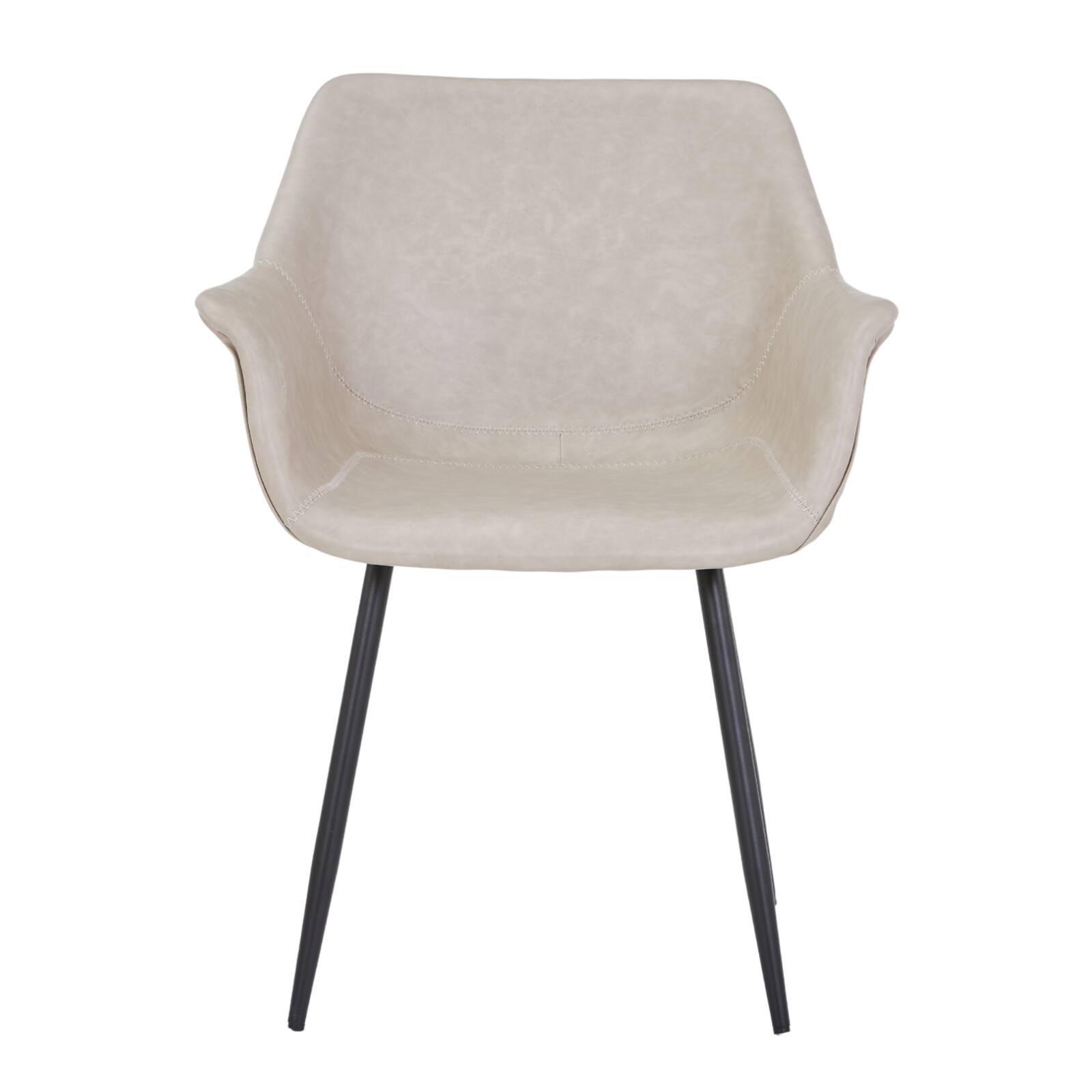 Alt View 7. LeisureMod - Markley 2-PCS Modern Leather Accent Dining Chair with Powder-Coated Iron Legs - Light Grey.