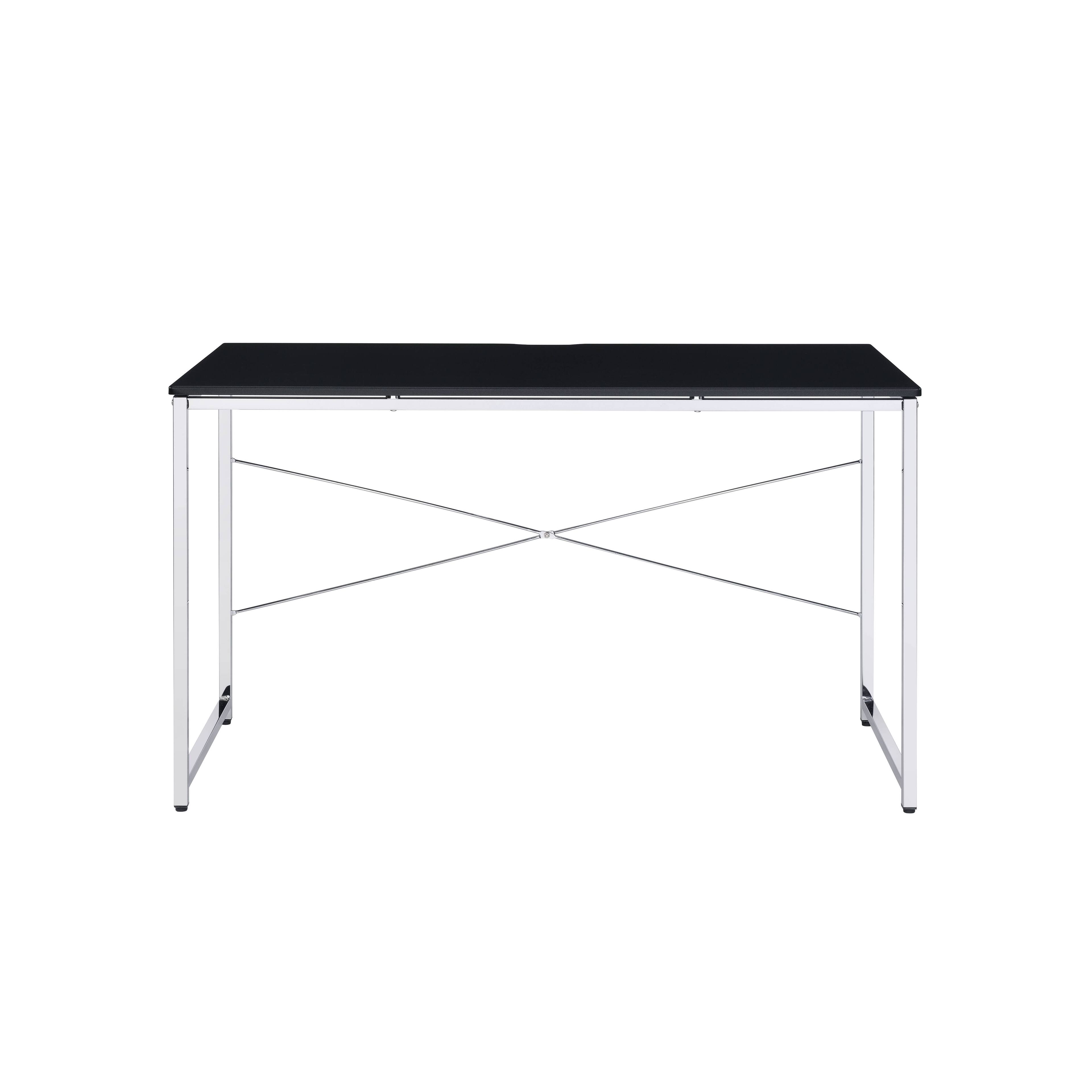 Angle. TinyHomie - Tennos Black and Chrome Finish Writing Desk - Black.
