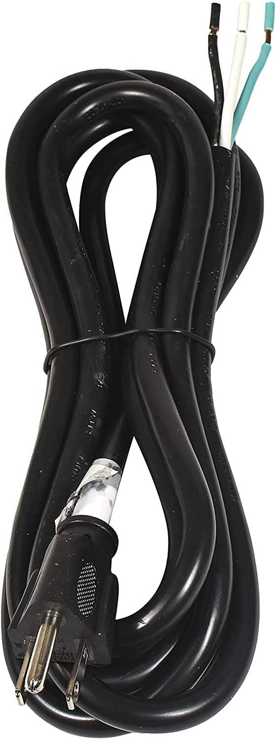 Back. HQRP - HQRP 10ft 14-Gauge 3-Prong 14/3C Heavy Duty Power Supply Cord Cable 110V 115V 120V Pigtail for Universal AC Appliance - black.