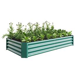 PAIHOME - Heavy Duty Metal Raised Garden Bed, 6x3x1 FT Rectangle Outdoor Planter Box for Growing Vegetables Flowers Succulents - Green