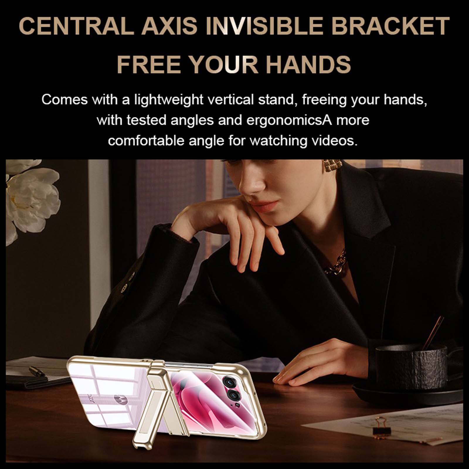 CENTRAL AXIS INVISIBLE BRACKET  
FREE YOUR HANDS  

Comes with a lightweight vertical stand, freeing your hands, with tested angles and ergonomics. A more comfortable angle for watching videos.