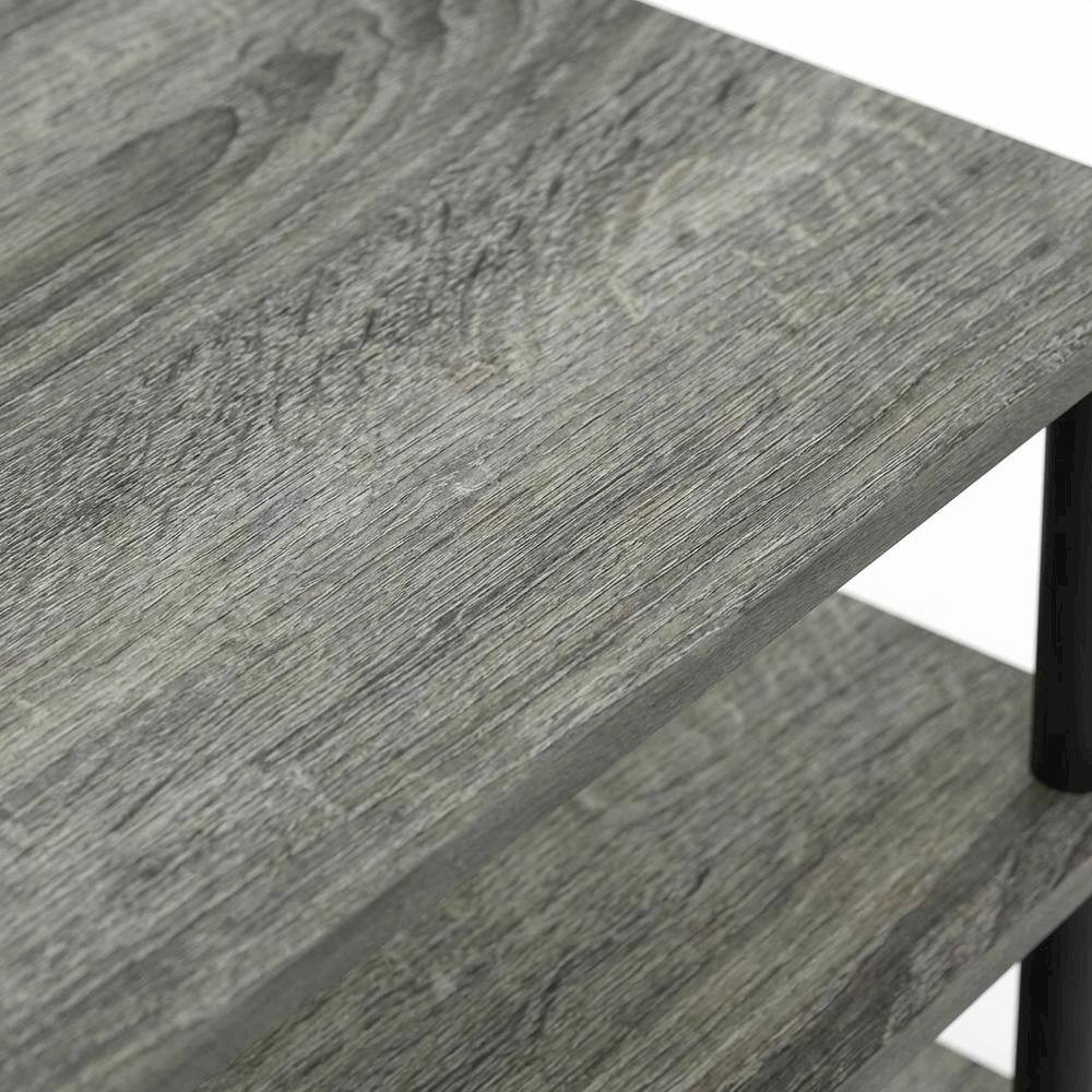 Alt View 4. FurniFact - Wooden TV stand, French Oak Grey, Black finish, 4-Tier Storage, Living Room - Gray Black.