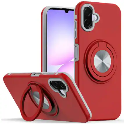 Front. Kitcheniva - Solid Rugged Shockproof Cover Phone Case With Tempered Glass For Samsung Galaxy A07 Red - Red.