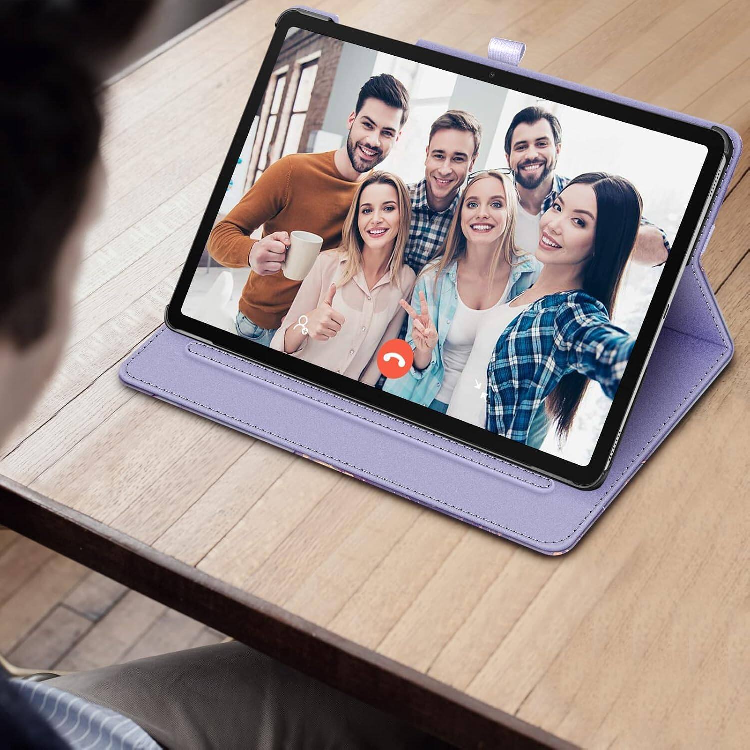 Alt View 5. Fintie - Case for Samsung Galaxy Tab S10+/S9+/S8+/S7+/S7 FE 12.4 Inch, Multi-Angle Viewing Stand Cover with Pocket - Lilac Marble.