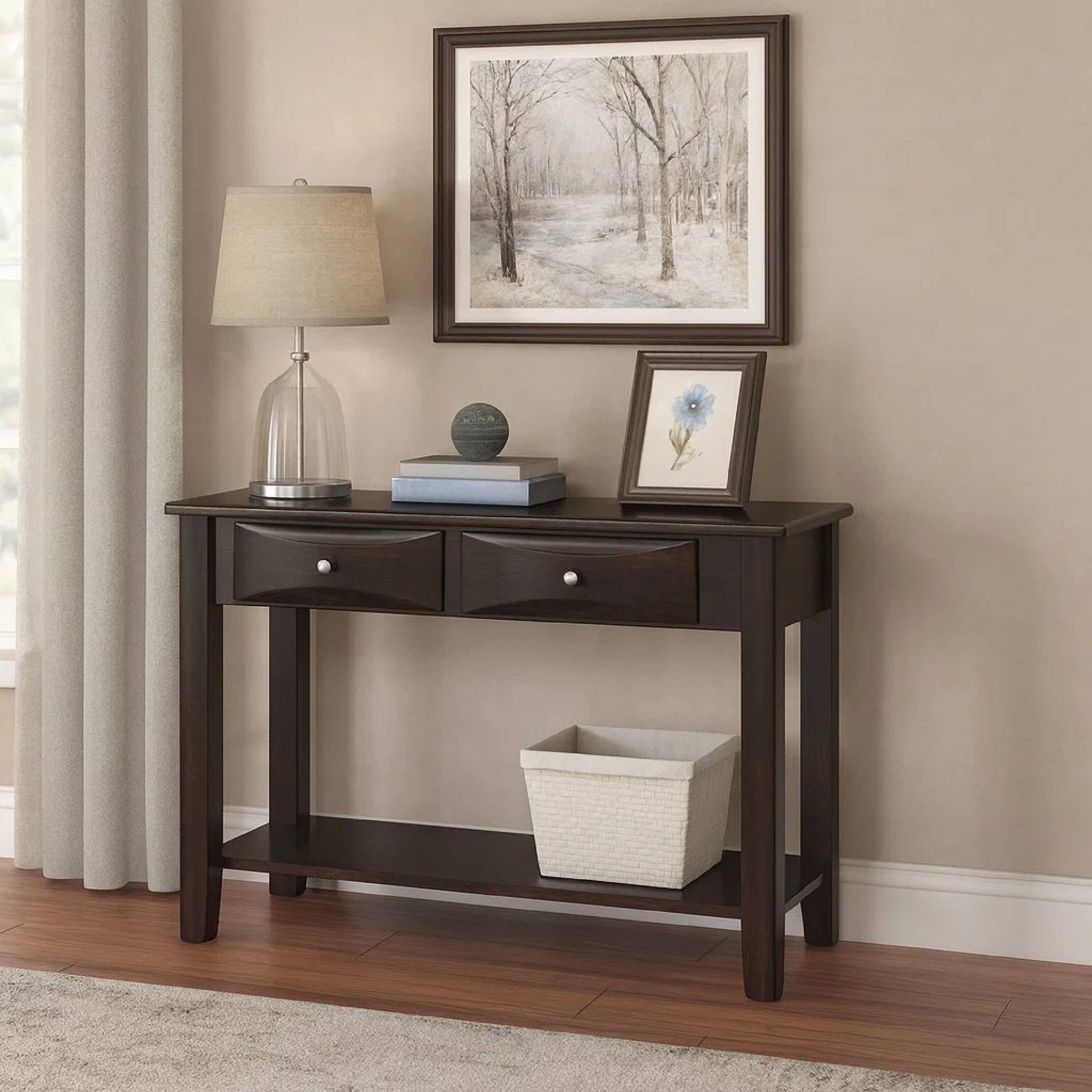 Alt View 2. Manhattan Lane - Wooden Console Table with 2 Spacious Drawers - Brown.