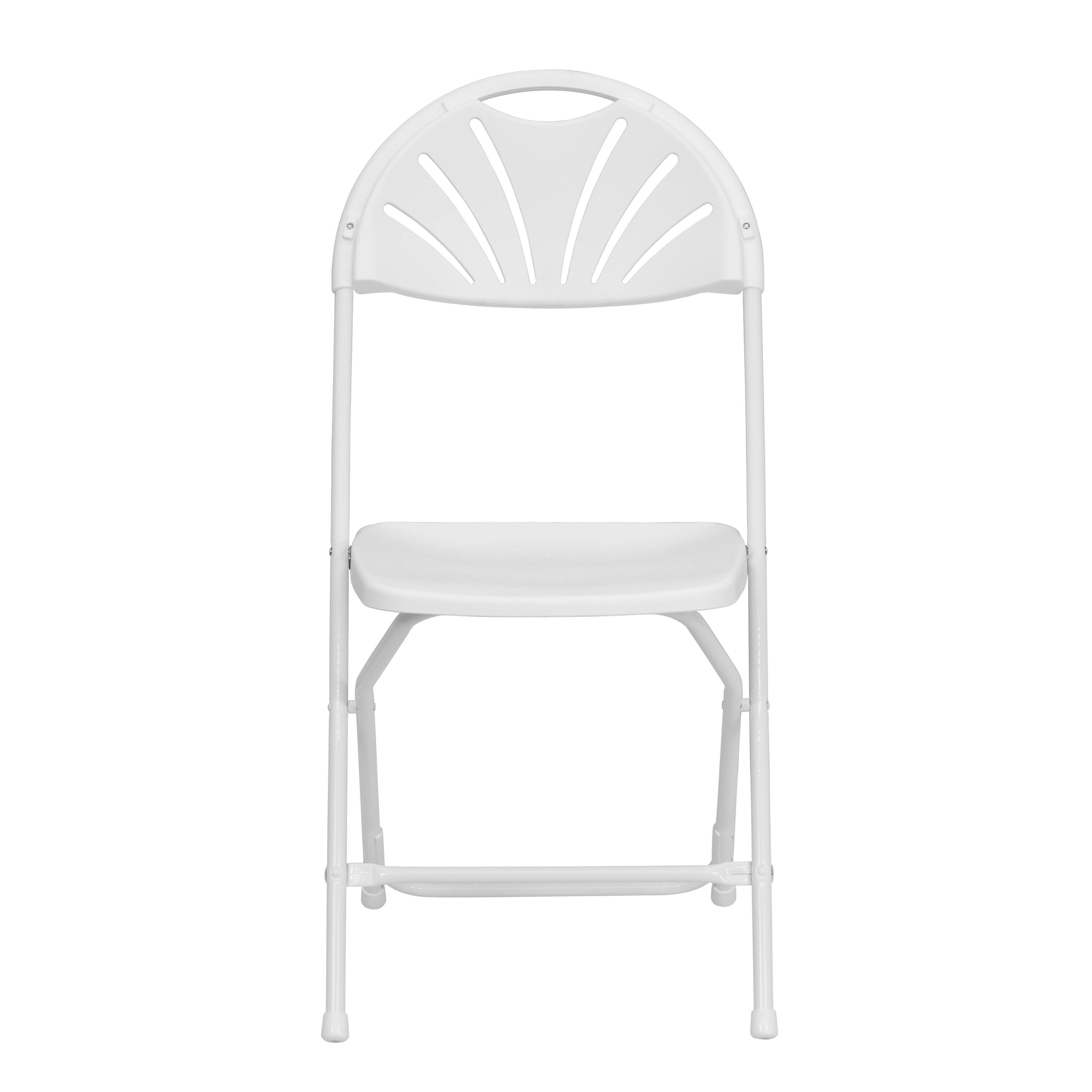 Alt View 8. Emma + Oliver - 8 Pack Wedding/Event Stackable Fan Back Plastic Folding Chair - White.