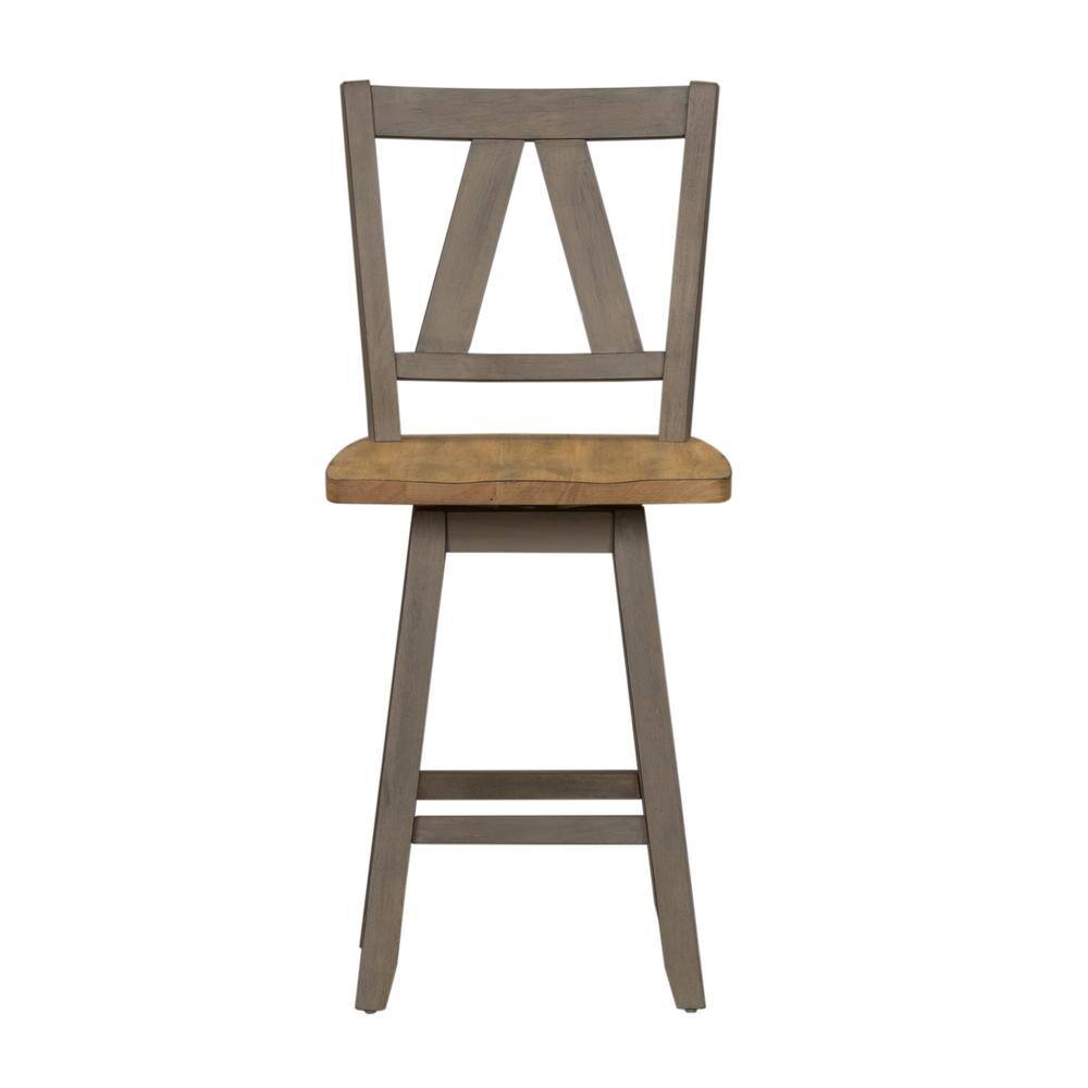 Angle. Liberty Furniture Industries - Lindsey Farm Counter Height Swivel Chair (RTA)-Set of 2 in Gray - Gray.