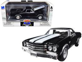 1970 Chevrolet El Camino SS Stripes "Muscle Car Collection" 1/25 Diecast Model Car by New Ray - Black With White