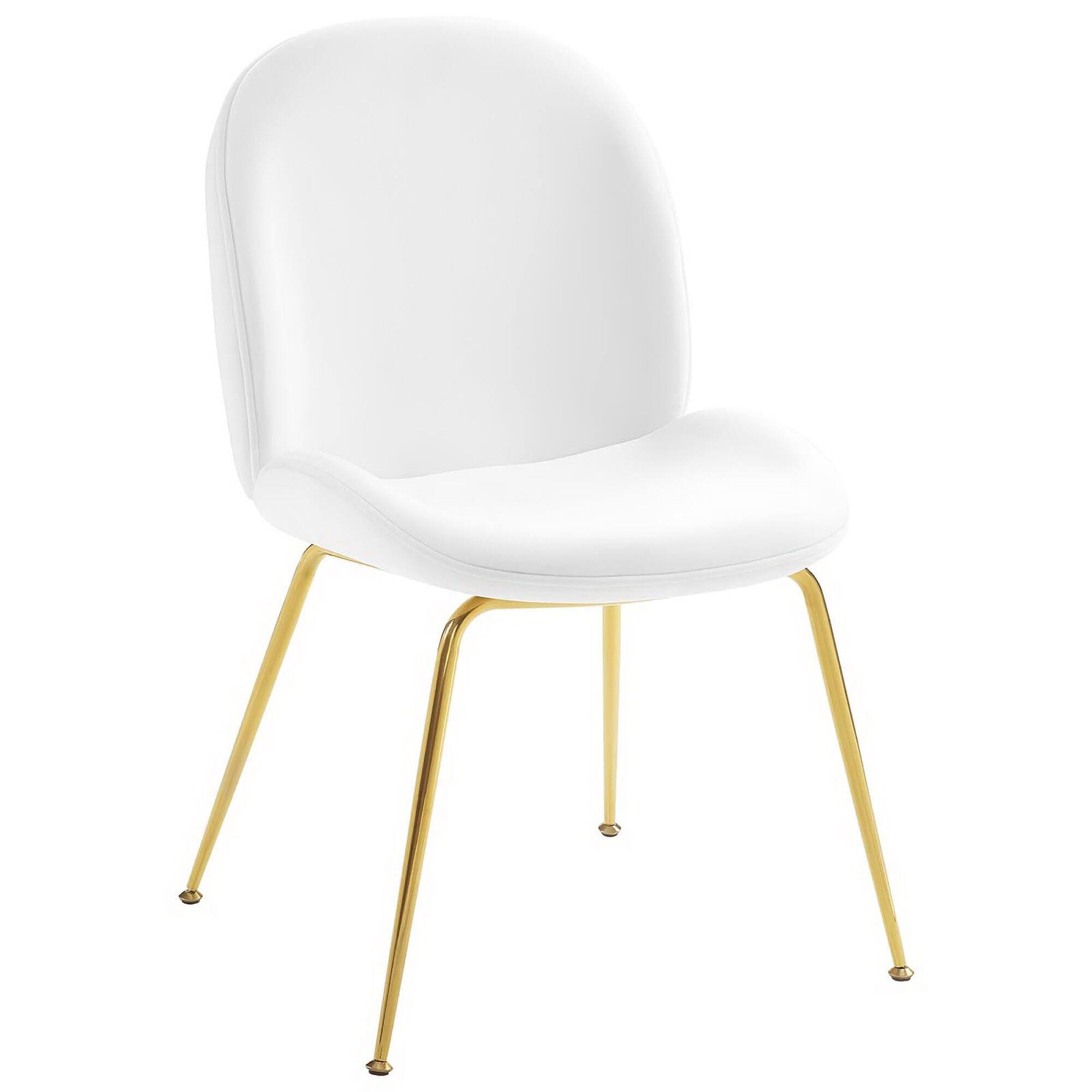 Angle. Modway - Scoop Gold Stainless Steel Leg Performance Velvet Dining Chair by Modway - White.
