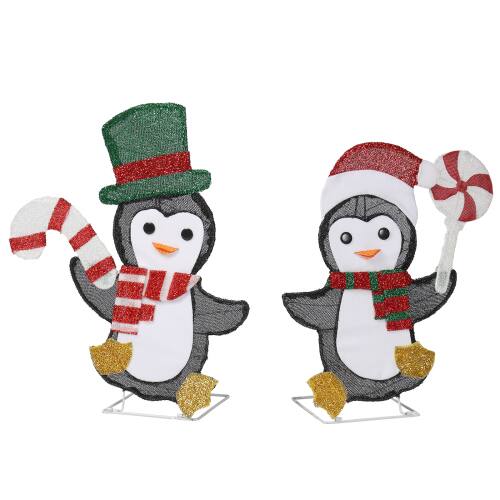Front. Winado - 2 PCS Christmas Decorations Lighted Penguin and Candy Cane for In/Outdoor Holiday Party - Multicolor.