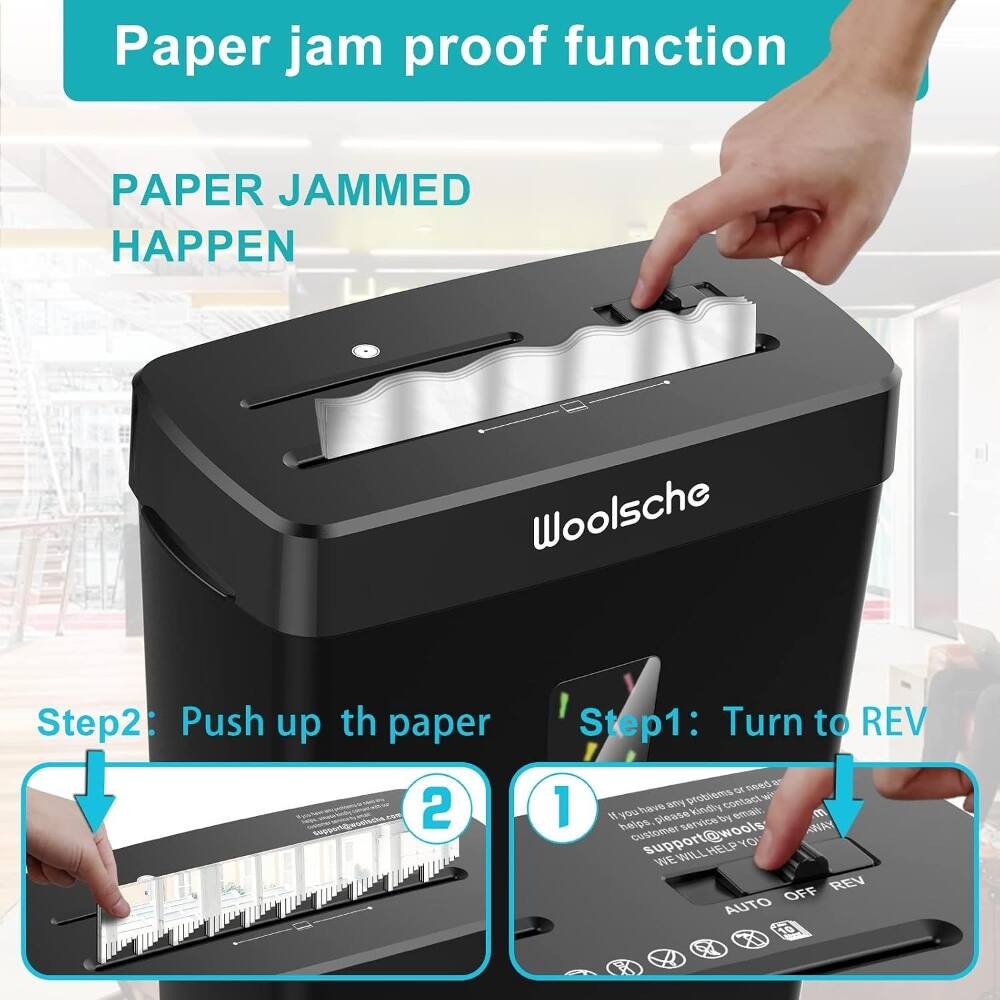 Paper jam proof function

PAPER JAMMED HAPPEN

Step1: Turn to REV

Step2: Push up the paper

If you have any problems or need help, please kindly contact our customer service & support@woolsche.com. WE WILL HELP YOU!