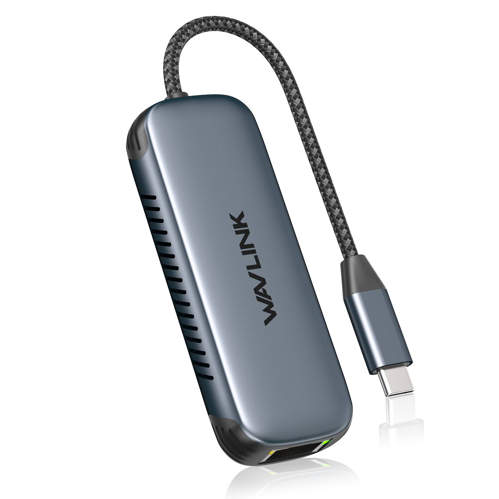 Left. WAVLINK - USB-C to 2.5Gbps Ethernet Adapter with 95W PD, High-Speed RJ45 to Type-C Network Adapter for iPhone 15 Series, iPad, Lap.