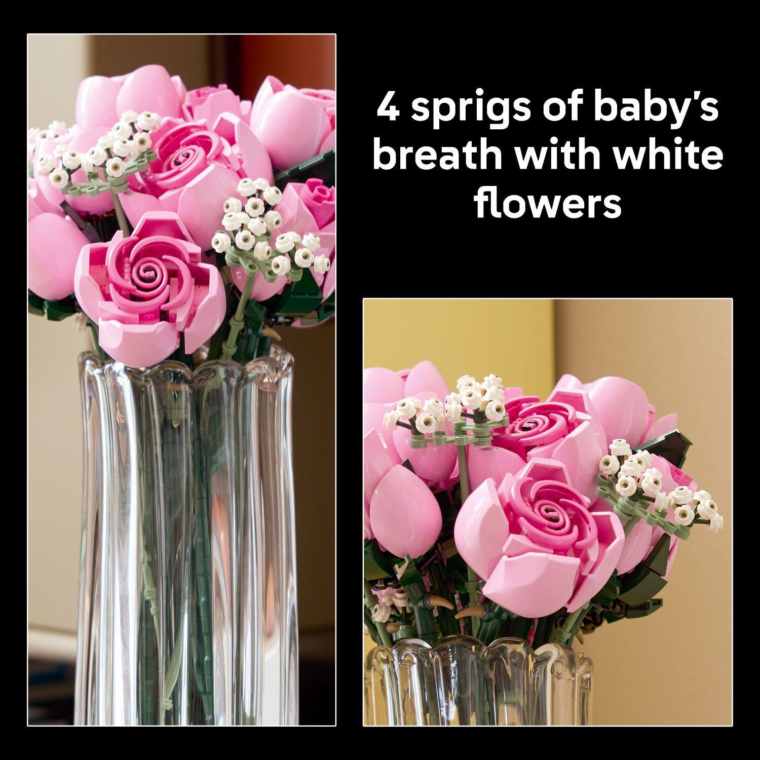 4 sprigs of baby's breath with white flowers