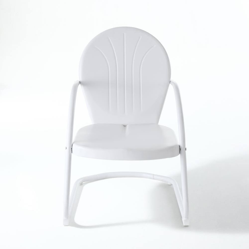 Back. Outdoor Escape - White Metal Patio Chair with Gloss Finish – Decorative Retro Style - White Gloss.