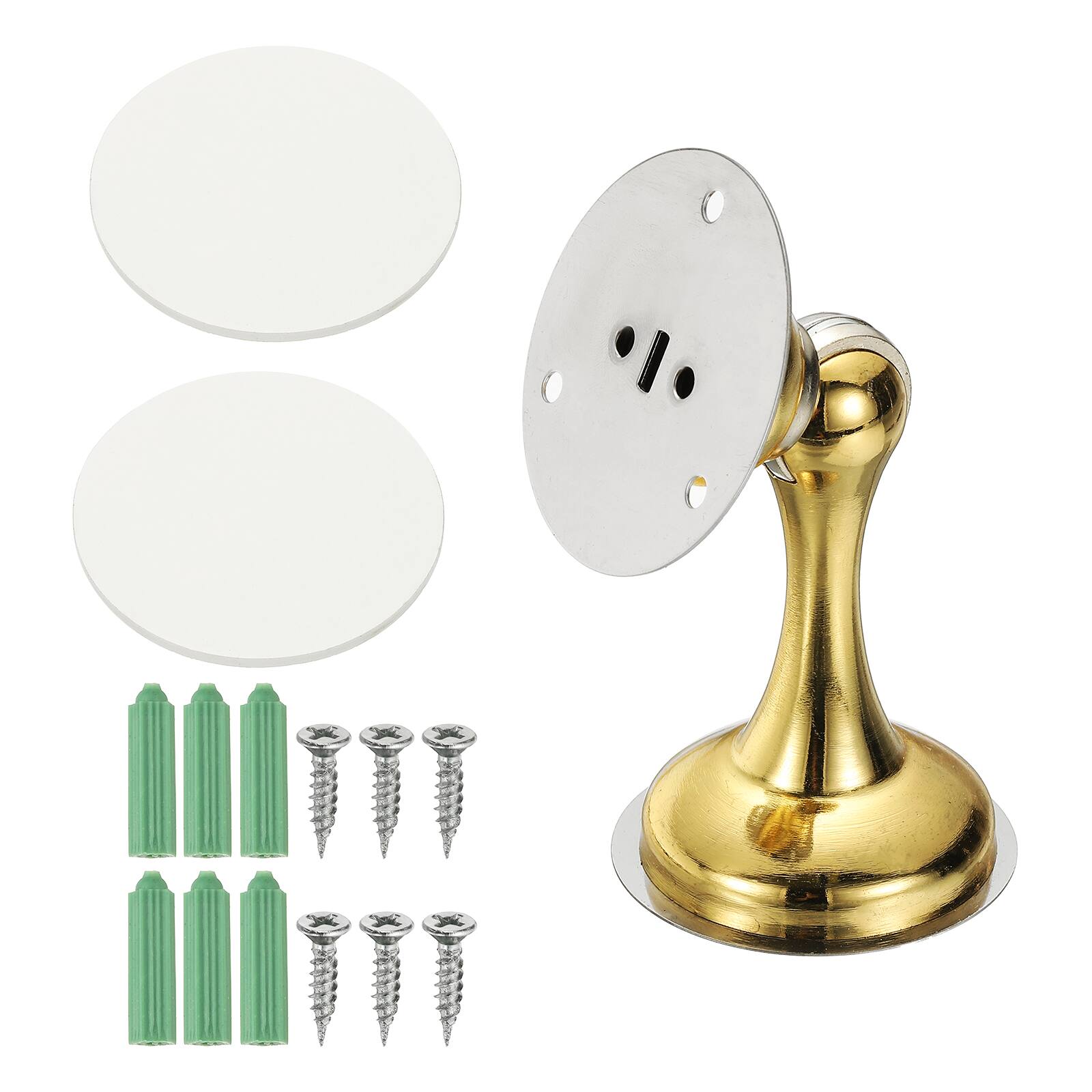Front. Unique Bargains - High-Quality Magnetic Door Stopper with Screws, Wall Protector for Home Office Floor Mounting, Durable & Strong - Gold.