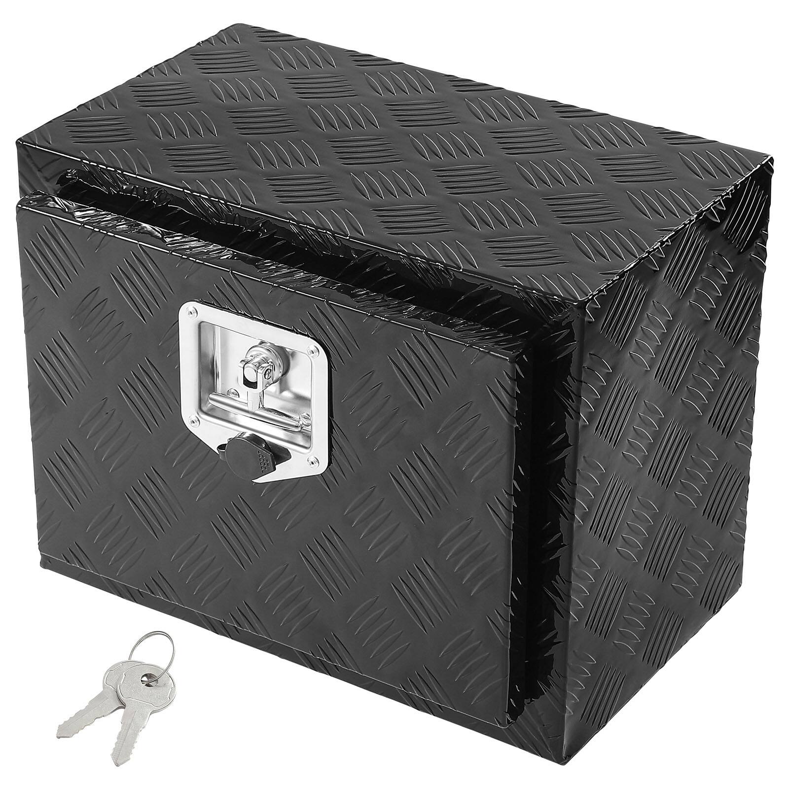 VEVOR - Underbody Truck Box, 18" x 12" x 14" Pickup Storage Box, Heavy Duty Aluminum Diamond Plate Tool Box with Lock and Keys - Black