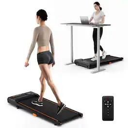 Costway - 2.5HP Under Desk Treadmill with Remote Control LED Display 12 Preset Programs - Black