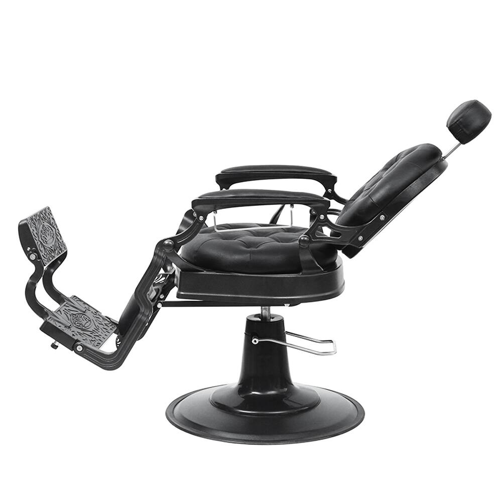 Back. Winado - Vintage Heavy Duty Recline Barber Chair Salon Beauty All Purpose Equipment with Towel Rack, Removable Headrest, Footrest - Black.