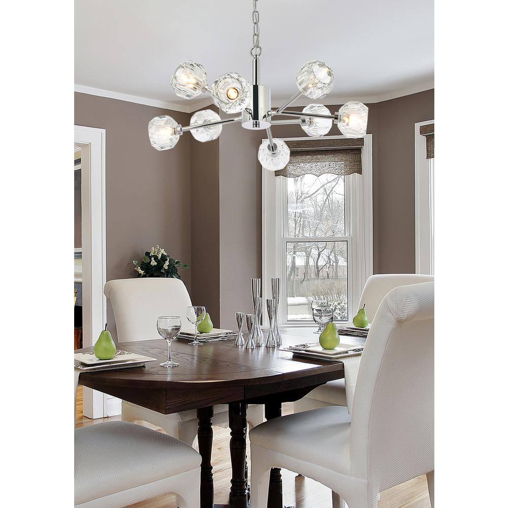 Left. Elegant Lighting - Graham 8 Light Pendant in Chrome - Chrome And Clear.