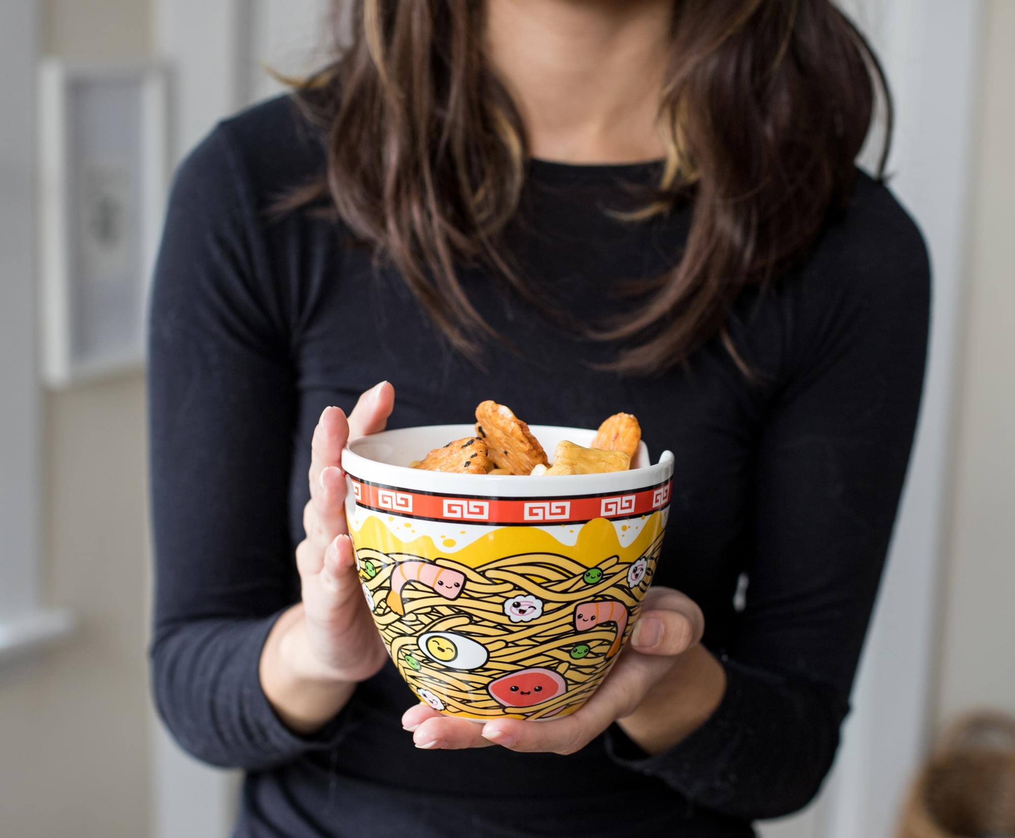 Alt View 10. Toynk - Sunken Noodles Japanese Dinnerware Set | 16-Ounce Ramen Bowl and Chopsticks - White.