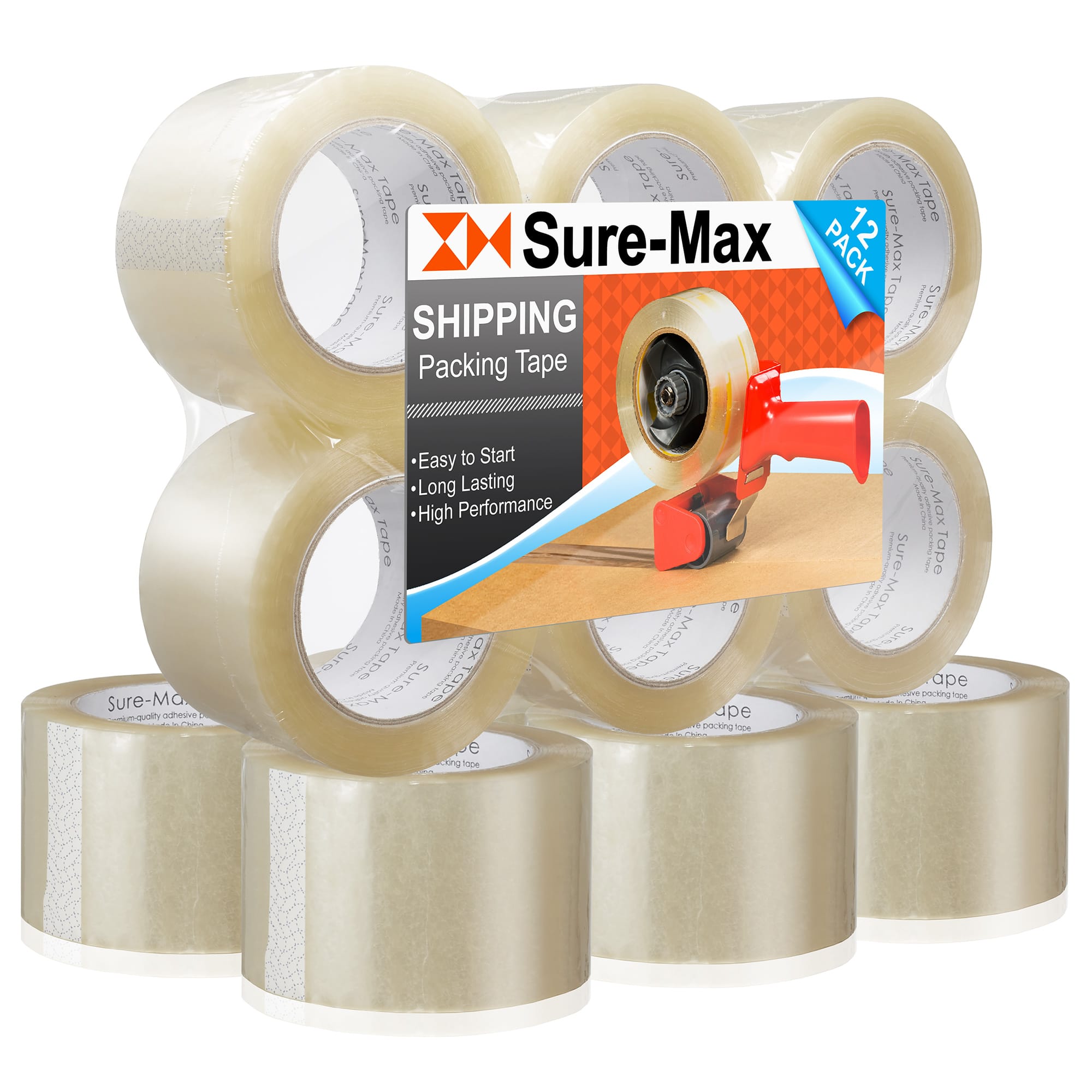 Sure-Max - Wide Packing Tape (3 x 110 yard/330-ft each) - Clear