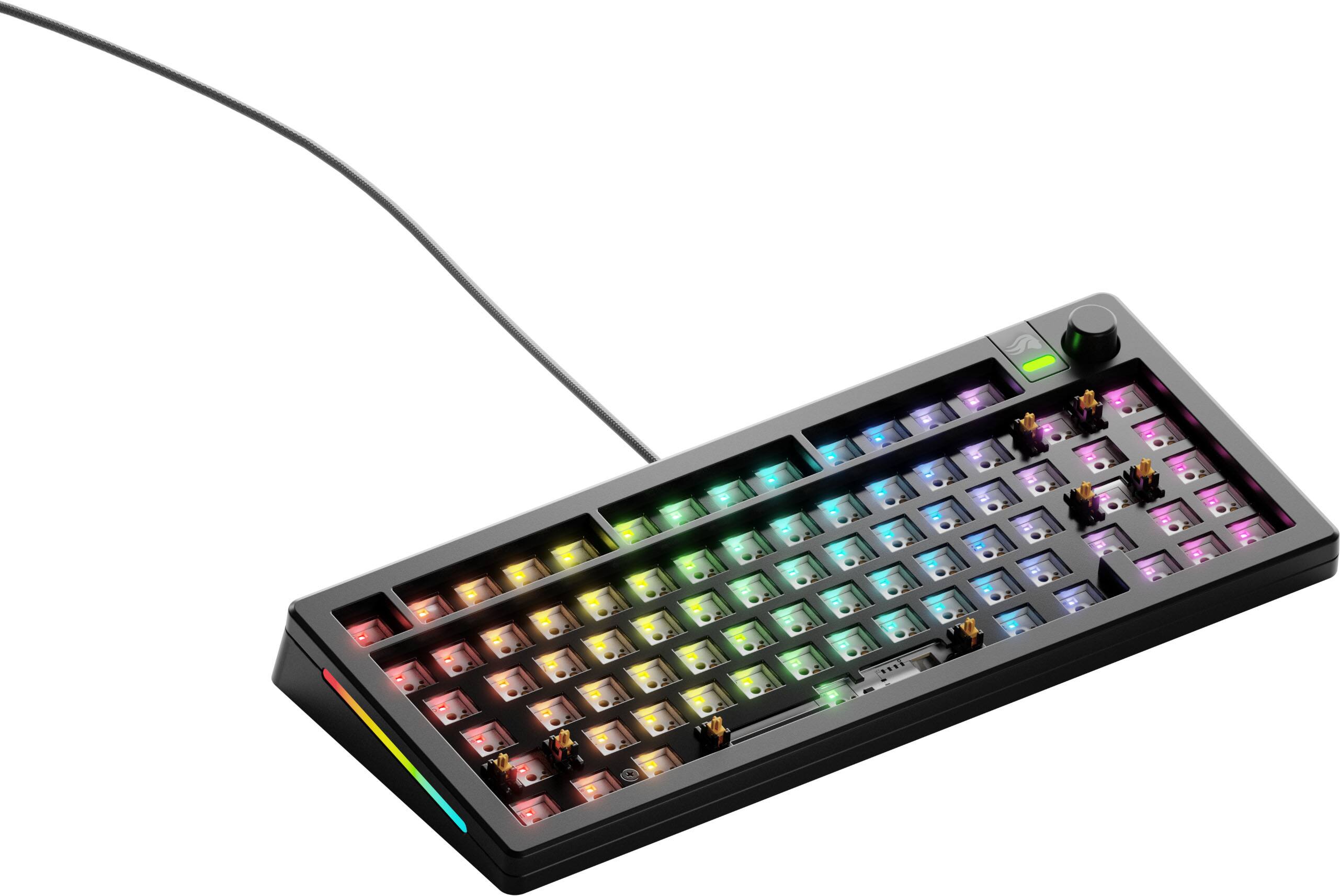 Angle. Glorious - GMMK 3 75% Barebones Wired Mechanical Gaming Keyboard with Modular Gasket System - Black.