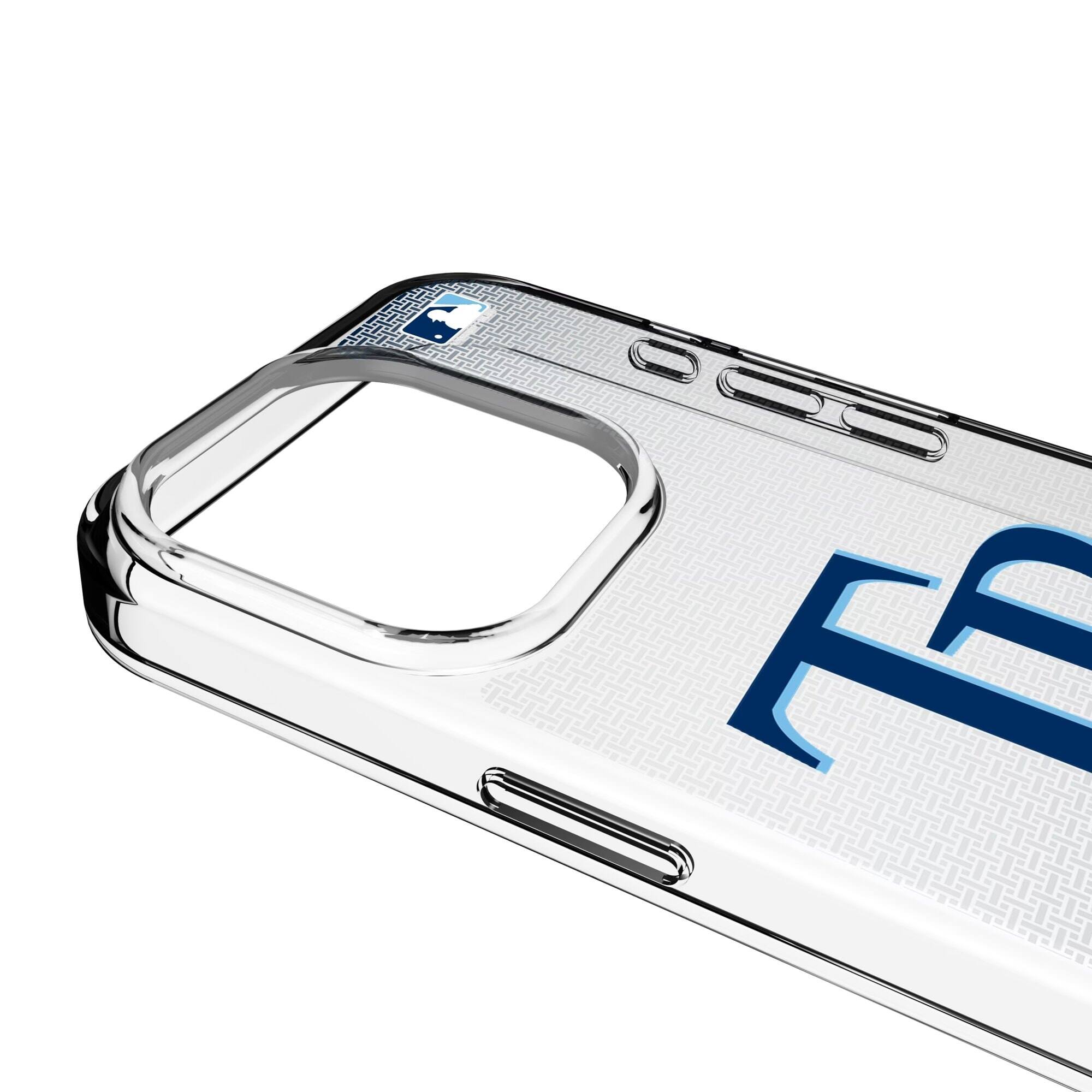 Alt View 2. Keyscaper - Tampa Bay Rays Linen Logo iPhone Clear Case - 13 Pro Max - Multicolor.