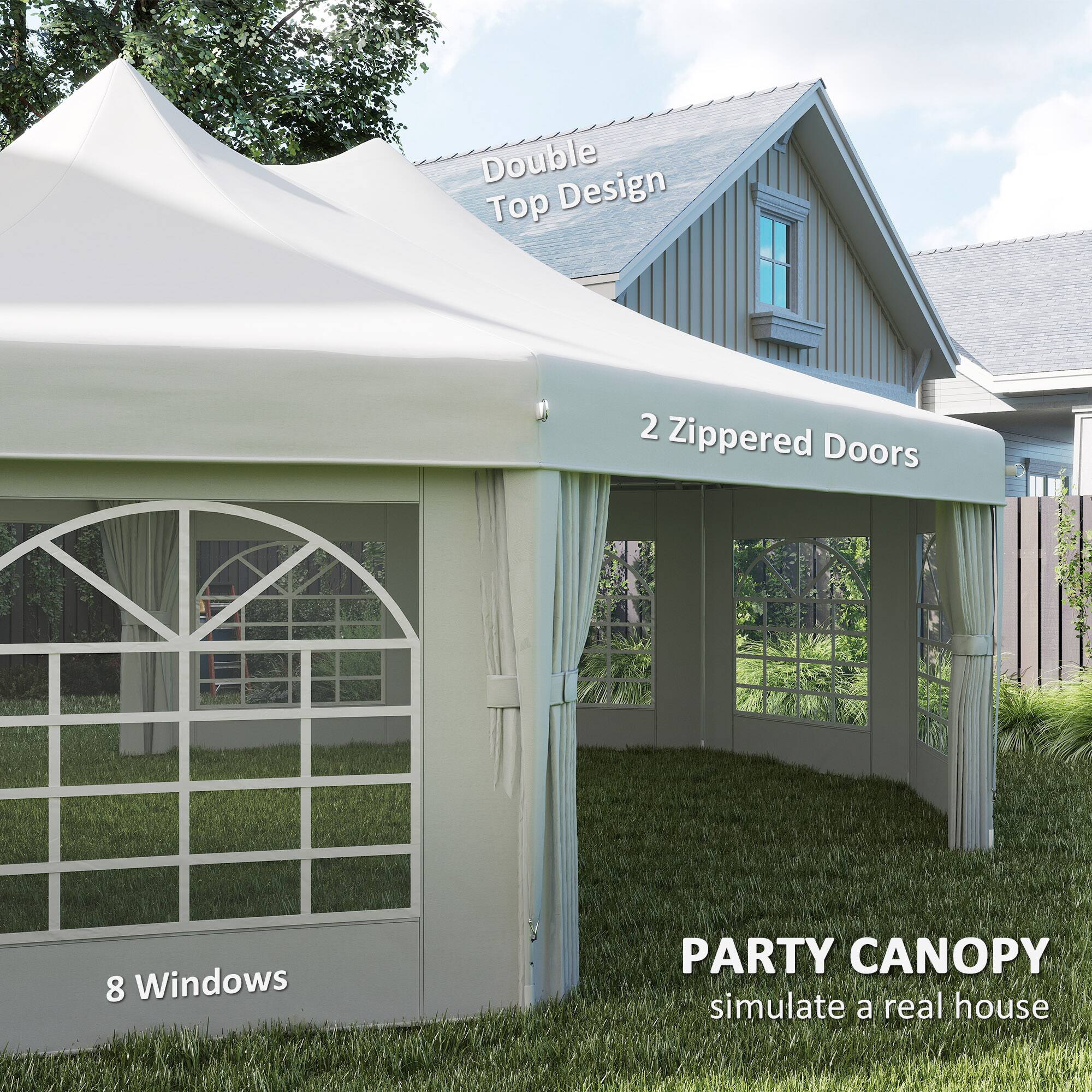 Double Top Design, 2 Zippered Doors, 8 Windows, PARTY CANOPY, simulate a real house
