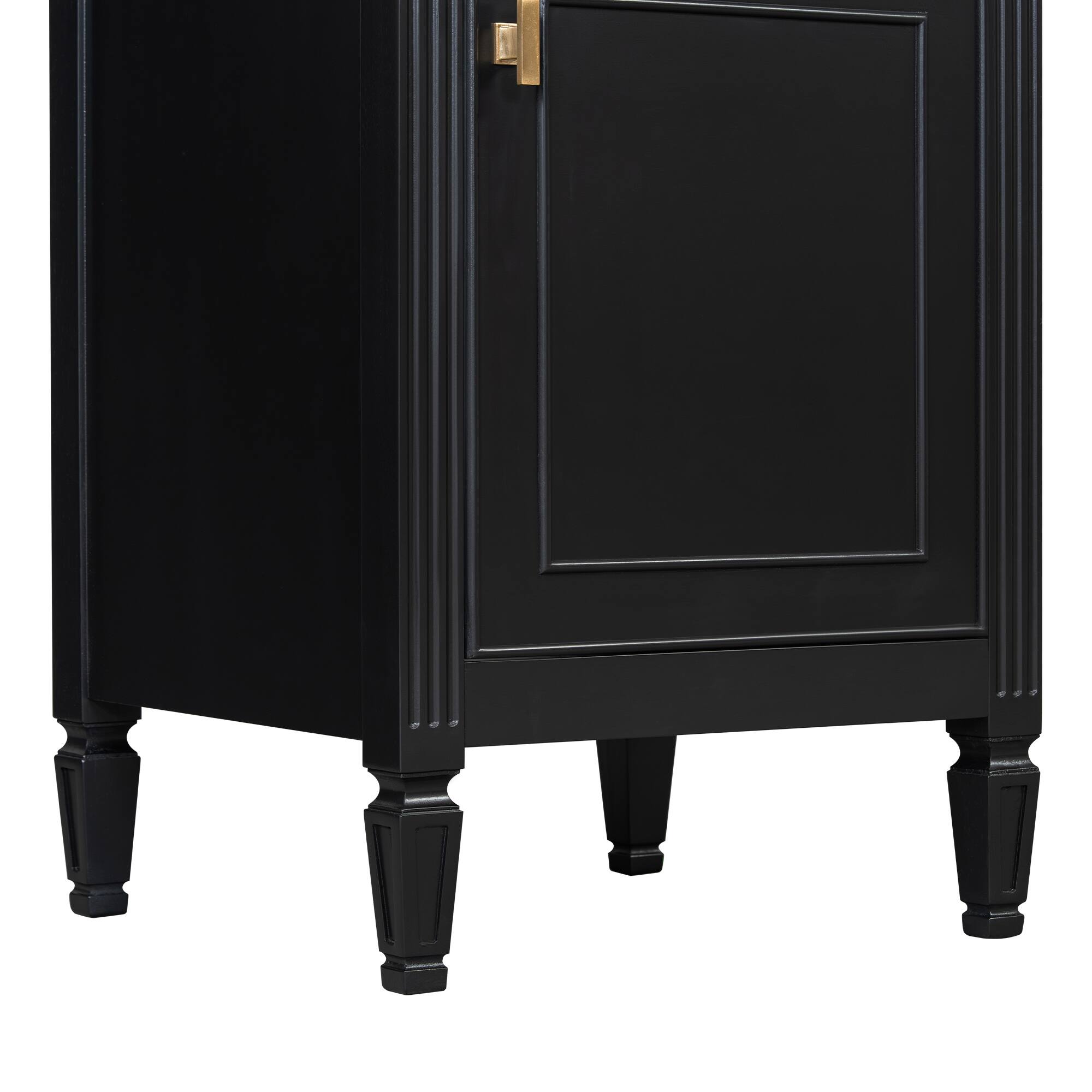 Alt View 6. Whisen - 20" Bathroom Vanity with Sink, Adjustable Shelf & Tilt-Out Drawer, Zinc Alloy Knobs  for Small Bathroom - Black.