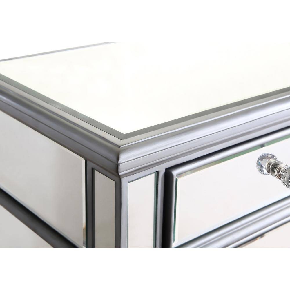 Alt View 1. Elegant Decor - 1 Door Cabinet 24 in. x 16 in. x 27 in. in silver paint - Hand Rubbed Antique Silver.