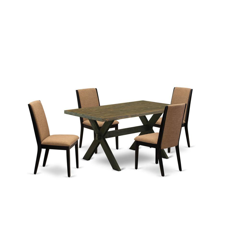 Left. East West Furniture - East West Furniture X676LA147-5 5-Piece Beautiful kitchen table set a Great Distressed Jacobean Kitchen Rectangular - Multi-Color.
