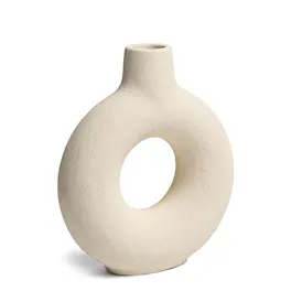 Maven Lane - Villa Moda Oona Decorative Modern Ring Vase, Medium, White