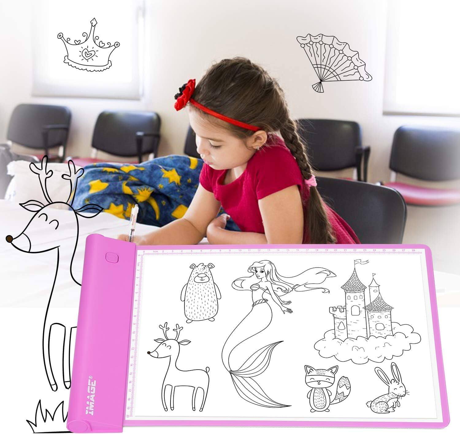 Alt View 8. IMAGE - Light Up Tracing Pad Drawing Tablet Coloring Board for Kids Children - Pink.