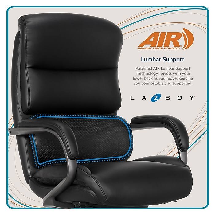 AIR ERGONOMIC SUPPORT TECHNOLOGY  
Lumbar Support  
Patented AIR Lumbar Support Technology® pivots with your lower back as you move, keeping you comfortable and supported.  

LA-Z-BOY