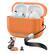 Front. Dteck - Case for AirPods Pro 3rd Gen (2025) with Magnetic Lid Lock, Earphone Protective Cover Bulit in Phone Stand & Lanyard - Orange.